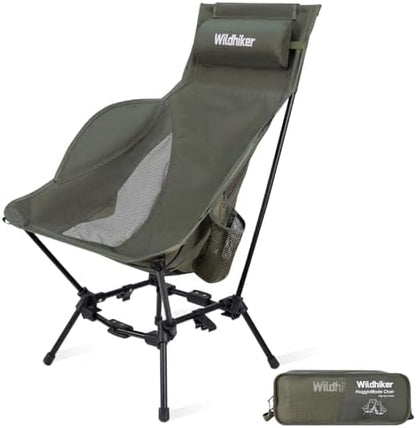 Wildhiker HuggleMode High Back Folding Camping Chair, 2 Seat Heights -Green