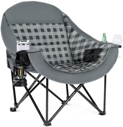 Oversized Camping Chair for Adults, 500 LBS Heavy Duty Folding Chair, Plaid