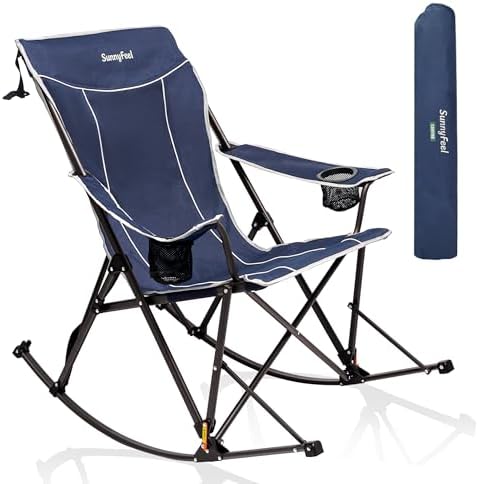 SUNNYFEEL Oversized Folding Rocking Camping Chair with Buckle Design 500lbs