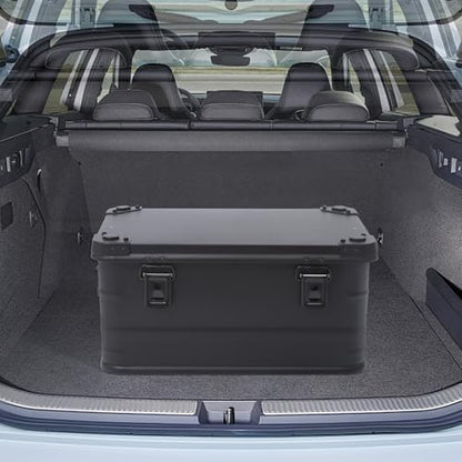 Aluminum Storage Box with Lid, 50L/13.21Gal Heavy Duty Overland Storage Box Stackable Trunk Organizer with Handles & Latches for Truck Bed SUV Camping Outdoor Home Organization