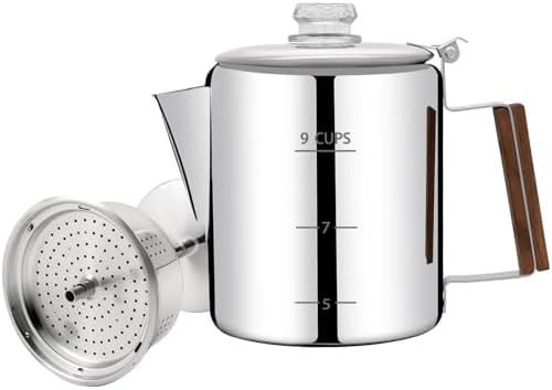 No Coating 9 Cup Percolator Coffee Pot 304 Stainless Steel