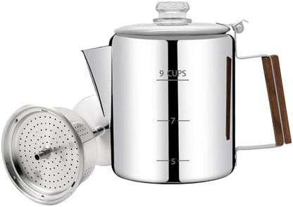 No Coating 9 Cup Percolator Coffee Pot 304 Stainless Steel