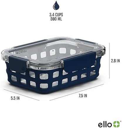 Ello Duraglass 3.4 Cup Glass Meal Prep Containers, 6 Pc, 3 Pack,Mixed Berry