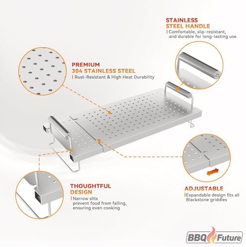 BBQ Future Adjustable Griddle Warming Rack for Blackstone 17 22 28 36 Inch Griddle, Stainless Steel Grill Warming Rack for Weber Charbroil Camp Chef and Most Tabletop Flattop Griddle Accessories