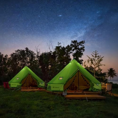 Canvas Bell Yurt Tent with Stove Jack, Waterproof Luxury 4 Season Tents for Family Outdoor Camping 100% Cotton Green Glamping Tents for Hunting, Partie, All Year Living