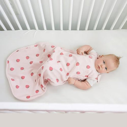 Woolino 4 Season Ultimate Baby Sleep Sack, Merino Wool Baby Sleeping Bag, Organic Cotton Outer, Adjustable 2-24 Months Size Fits Infants & Toddlers - Strawberry