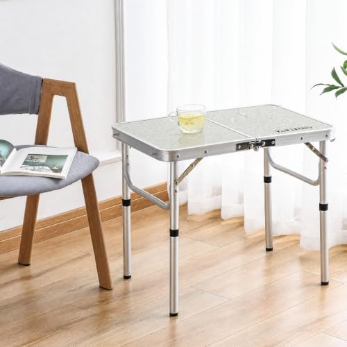 Folding Camp Table Small, 24"Lx 16"W Adjustable Height Small Folding Table