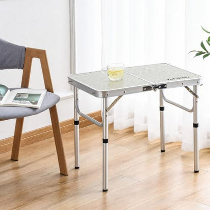 Folding Camp Table Small, 24"Lx 16"W Adjustable Height Small Folding Table