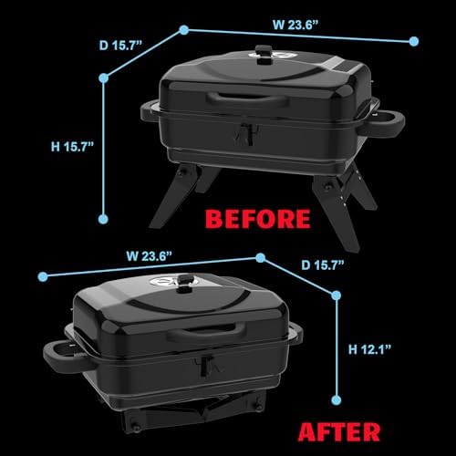 Portable Charcoal Grill, Small Foldable Tabletop BBQ Grill for Camping
