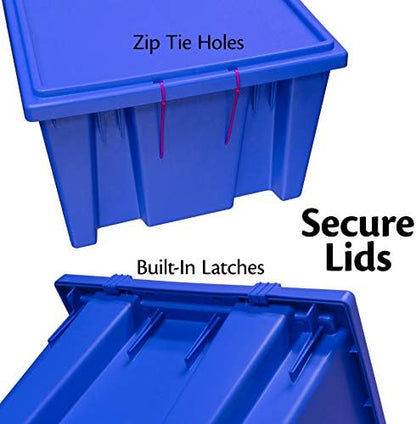 Akro-Mils 35230 Nest and Stack Plastic Storage Container and Distribution Tote, (23-1/2-Inch L x 19-1/2-Inch W x 13-Inch H), Blue, (3-Pack)