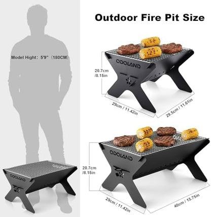 Odoland Portable Folding Charcoal Grills for Outdoor Cooking Bonfire BBQ