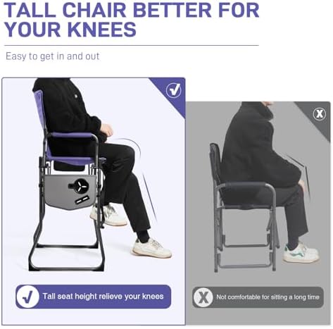 EVER ADVANCED Portable 30.7" Seat Height Tall Camping Directors Chair