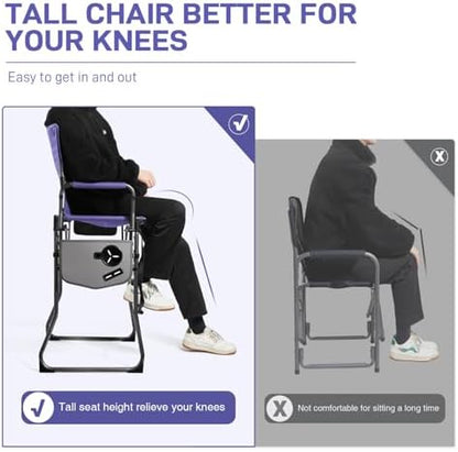 EVER ADVANCED Portable 30.7" Seat Height Tall Camping Directors Chair