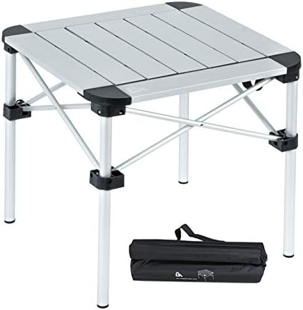 iClimb Lightweight Stable Alu. Folding Square Table Roll Up Top (Silver, S)
