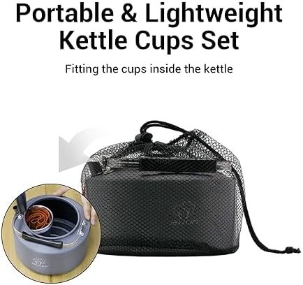 Bulin Camping Kettle, 2.2L Large Portable Camp Tea Coffee Pot With 4 Cups