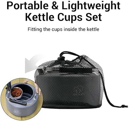 Bulin Camping Kettle, 2.2L Large Portable Camp Tea Coffee Pot With 4 Cups