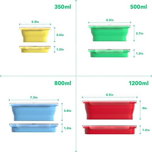 Vremi Silicone Food Storage Containers with BPA Free Airtight Plastic Lids