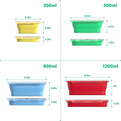 Vremi Silicone Food Storage Containers with BPA Free Airtight Plastic Lids