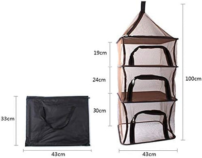 Desy & Feeci Camping Dry Net-4 Layer Outdoor Hanging Foldable Drying Rack, Camping Organizer Mesh Dryer Storage for Home Picnic BBQ Tableware/Dishes/Food/Vegetables/Fruit/Clothing
