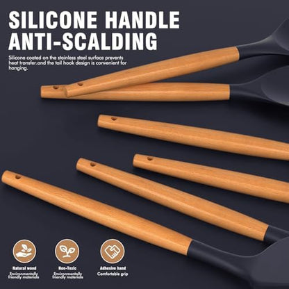 Silicone Kitchen Utensils Set, Heat-Resistant Cooking Utensils, BPA-Free