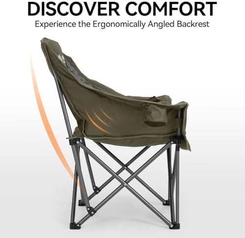 Oversized Camping Chair,Padded Camping Chairs Support 450LBS, Green Plaid