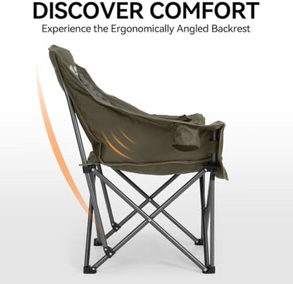 Oversized Camping Chair,Padded Camping Chairs Support 450LBS, Green Plaid