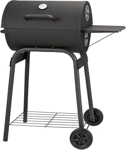 Kendane Barrel Charcoal Grill, Large Charcoal Grills with Side Shelf