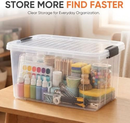 Superio 14.7 Quart Clear Plastic Storage Boxes with Lids, Stackable Organizer Containers, BPA-Free Storage Bins for Home, Office, School & Dorm, 2 Pack