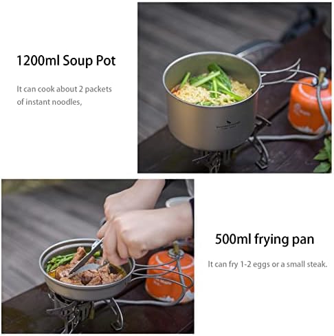 iBasingo Titanium Camping Cookware Ultralight Backpacking Pot Pan Set