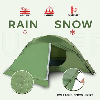 1/2 Person 4 Season Backpacking Tent, Lightweight Waterproof Winter Tent