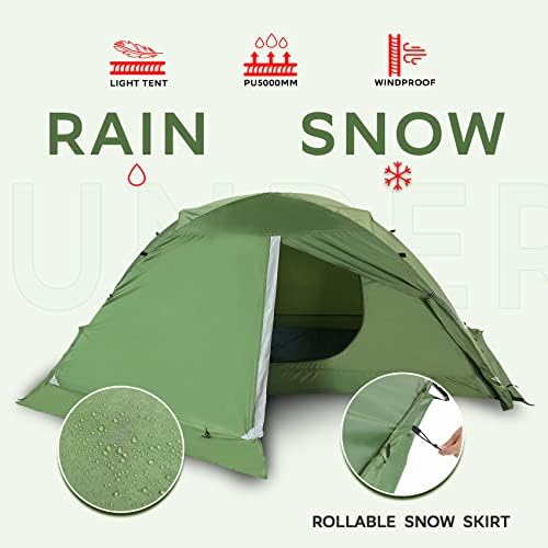 1/2 Person 4 Season Backpacking Tent, Lightweight Waterproof Winter Tent