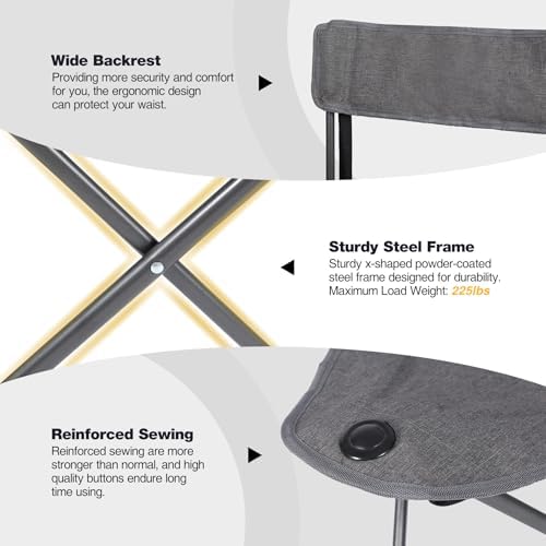 REDCAMP 2 Pack Tall Tripod Chairs for Adults, Folding Portable Golf Chairs