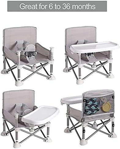 PandaEar Portable Baby Seat Travel| Compact Fold with Straps for Indoor/Outdoor Use| Great for Camping, Beach, Lawn |Toddlers, Kids, Boys, Girls (Without Placemat, Grey)