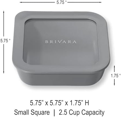 Glass Food Storage Container with Lid, 2.5-Cup Small Square | Microwave-Safe Airtight Lid, Oven-Safe Ceramic-Coated Glass | Zero Plastic, No PFAS/PFOA/BPA, Reusable [Smoke]