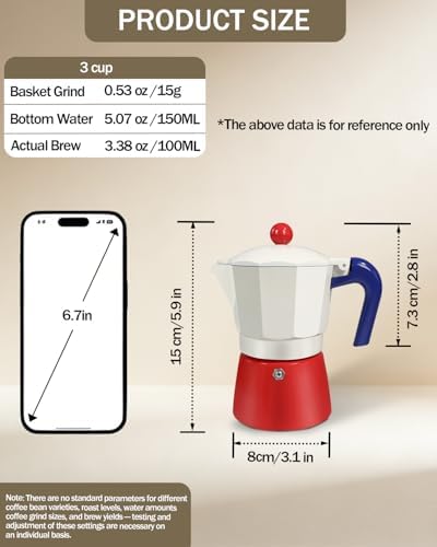 Coffee Maker Stovetop Espresso Maker 3 Cup Aluminum Moka Pot Percolator 5oz 150ml Easy Brewing for Electric Ceramic Stoves Home Camping Italian Cuban Café Classic Sip Sized