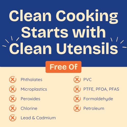 NonToxic Platinum Silicone Utensils, 100% Plastic-Free, 8-Pcs, Gray