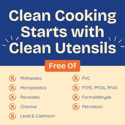 NonToxic Platinum Silicone Utensils, 100% Plastic-Free, 8-Pcs, Gray