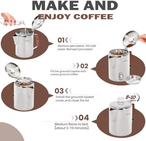 9 Cup Stainless Steel Coffee Percolator