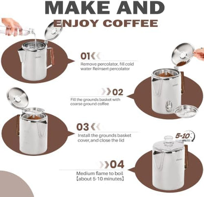9 Cup Stainless Steel Coffee Percolator