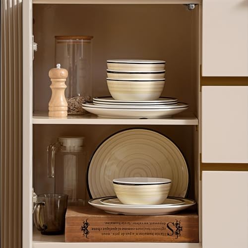 Melamine Dinnerware Set for 4, 12Pcs Dinner Dishes Set,Off White
