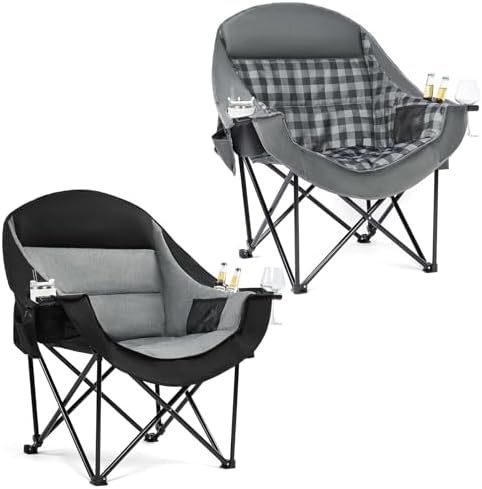 Oversized Camping Chair for Adults 2 Pack - Heavy Duty Outdoor Padded Chair