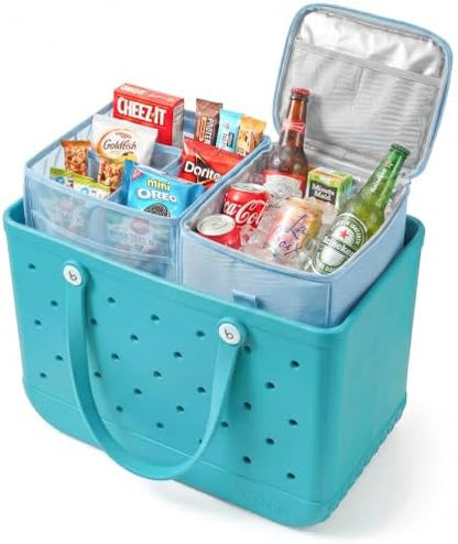 Insulated Cooler Organizer Insert Compatible with XL Bogg Bag,2-in-1 Dry-Wet Separate Tote Insert Leakproof Cooler&Mesh Storage Bag,Bogg Bag Accessories for Beach,Camping