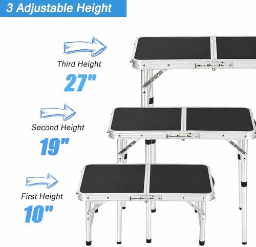 YUFIFAIRY Small Folding Table Portable, 24''L x16''W Foldable Camp Table