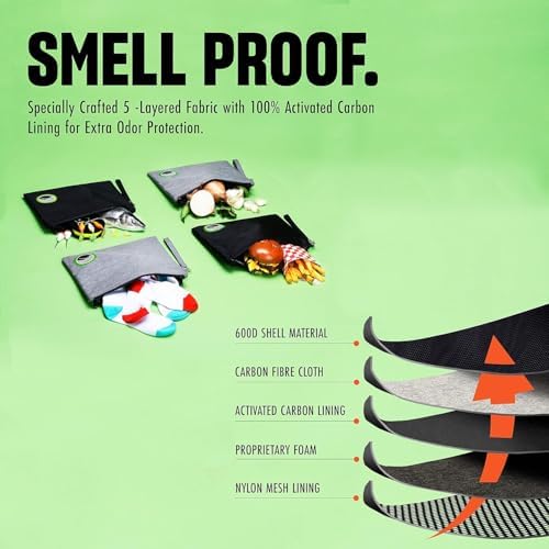 Enjoy Native Large and Small Smell Proof Bag Combo, Smell Proof Container, Dog Tested Odor resistant Bag, Best Zipper Odor sealing Pouch Herbs, coffee & Travel Medicine Bag, Black (Double Pack Large)