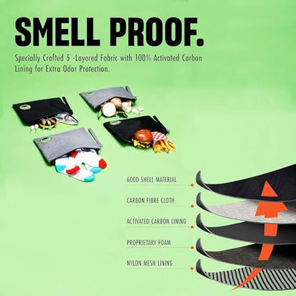 Enjoy Native Large and Small Smell Proof Bag Combo, Smell Proof Container, Dog Tested Odor resistant Bag, Best Zipper Odor sealing Pouch Herbs, coffee & Travel Medicine Bag, Black (Double Pack Large)