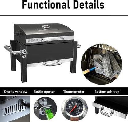 Portable Charcoal Grill, Outdoor Tabletop Charcoal Grill for Camping