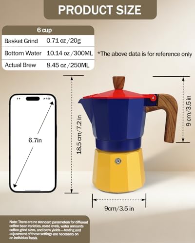 Coffee Maker Stovetop Espresso Maker 6 Cup Aluminum Moka Pot Percolator 10oz 300ml Easy Brewing for Electric Ceramic Stoves Home Camping Italian Cuban Café Classic