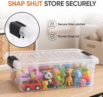 Superio Clear Plastic Storage Bins with Lid, Organizing Containers, Stackable Plastic Tote for Home, Garage, Dorm, School, and Office (4.5 Quart, 12-Pack)