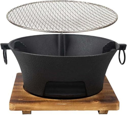 Round Seasoned Cast Iron Charcoal Hibachi Grill