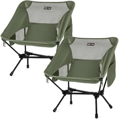 Overmont Ultralight Portable Camping Chair- Lightweight Folding Backpacking Chair, Support up to 330Lbs Compact Beach Chair for Adults with Carry Bag for Backpack Hiking Fishing Outdoor Camp 2pcs